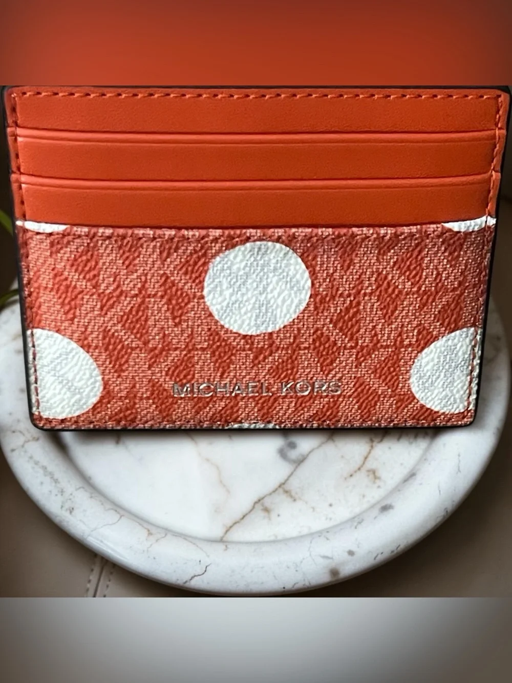 NWT Michael Kors card case in the color, red clay